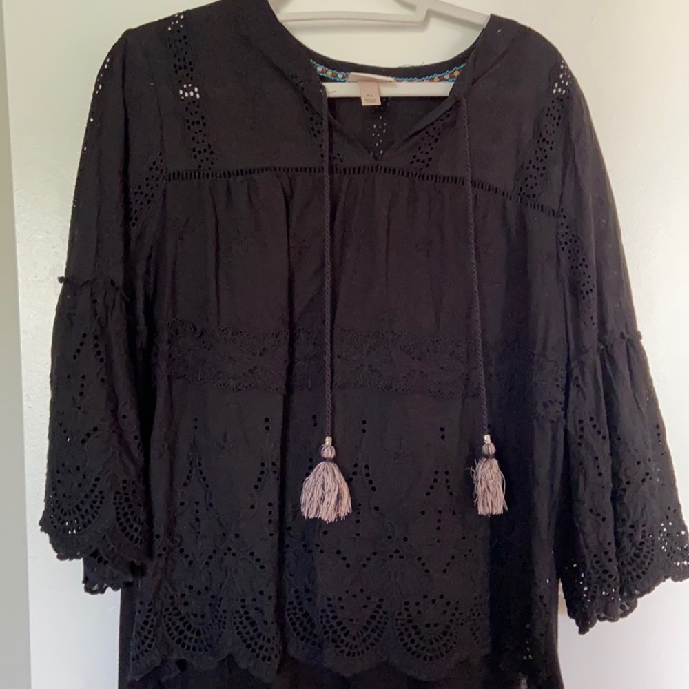Knox Rose Blouse | Black Eyelet | XL